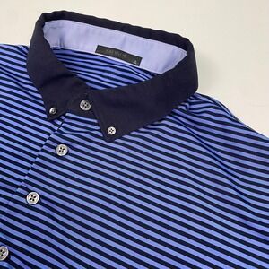 Greyson‎ Striped Polo Shirt Mens XL Blue Black Golf Button Down